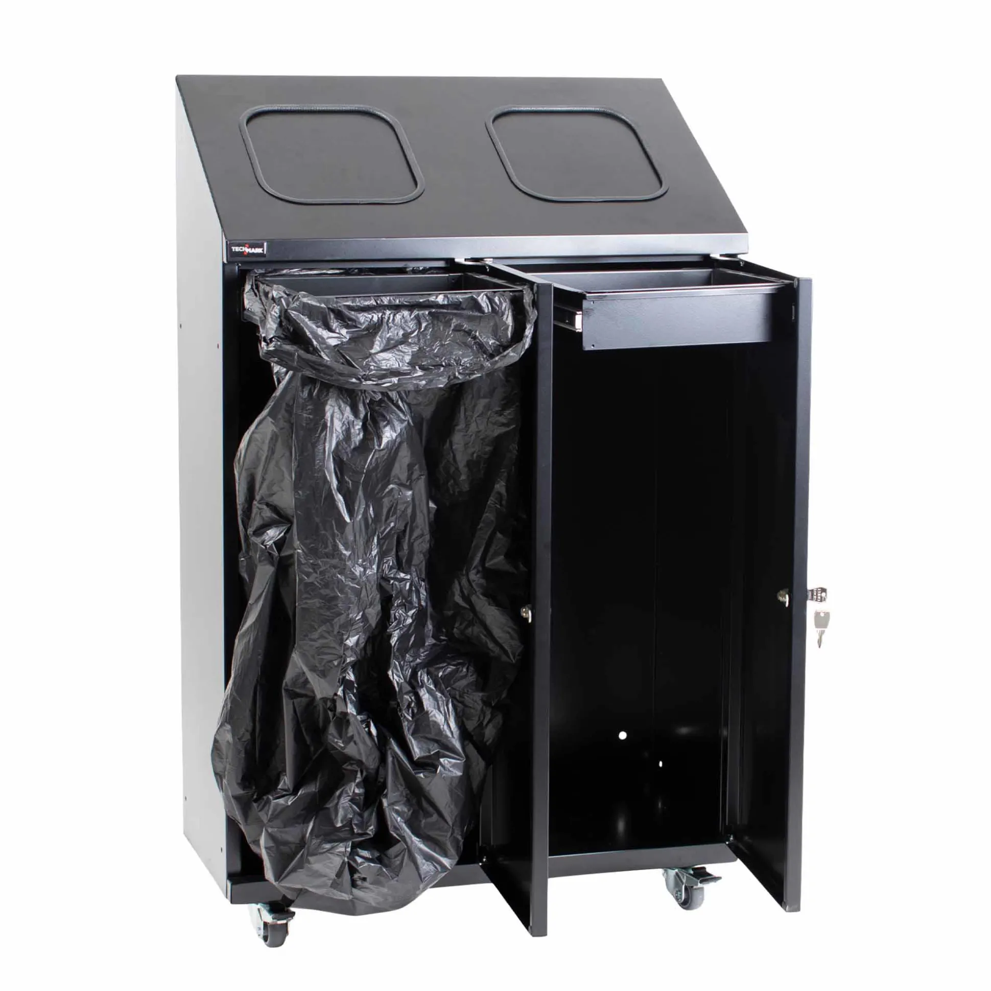 Affaldsstation VIRO 2 rum m. hjul, sort