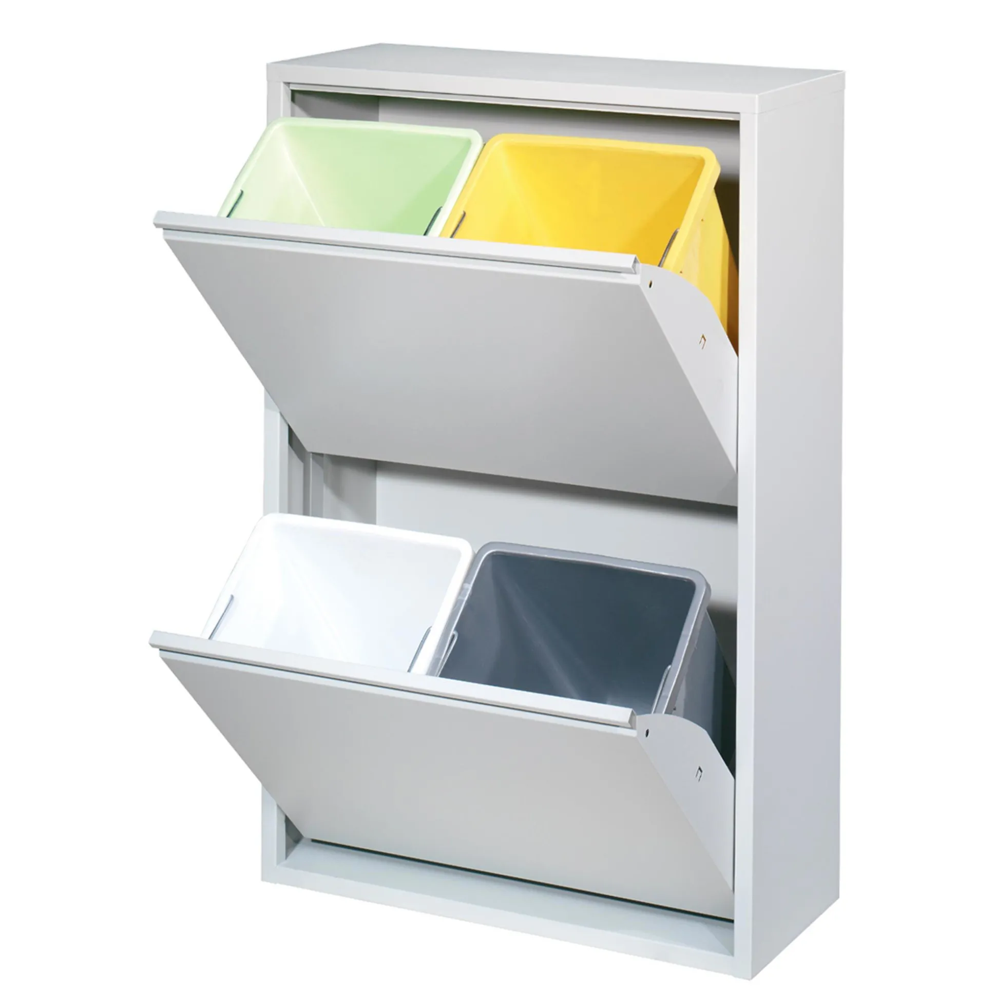 Affaldsstation 4x15 liter, hvid/lysegrå