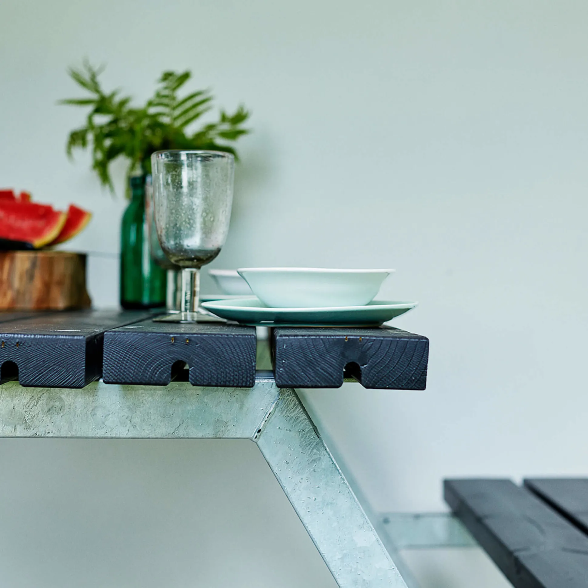 Bord bænkesæt Alpha 10 Sort m. ryglæn