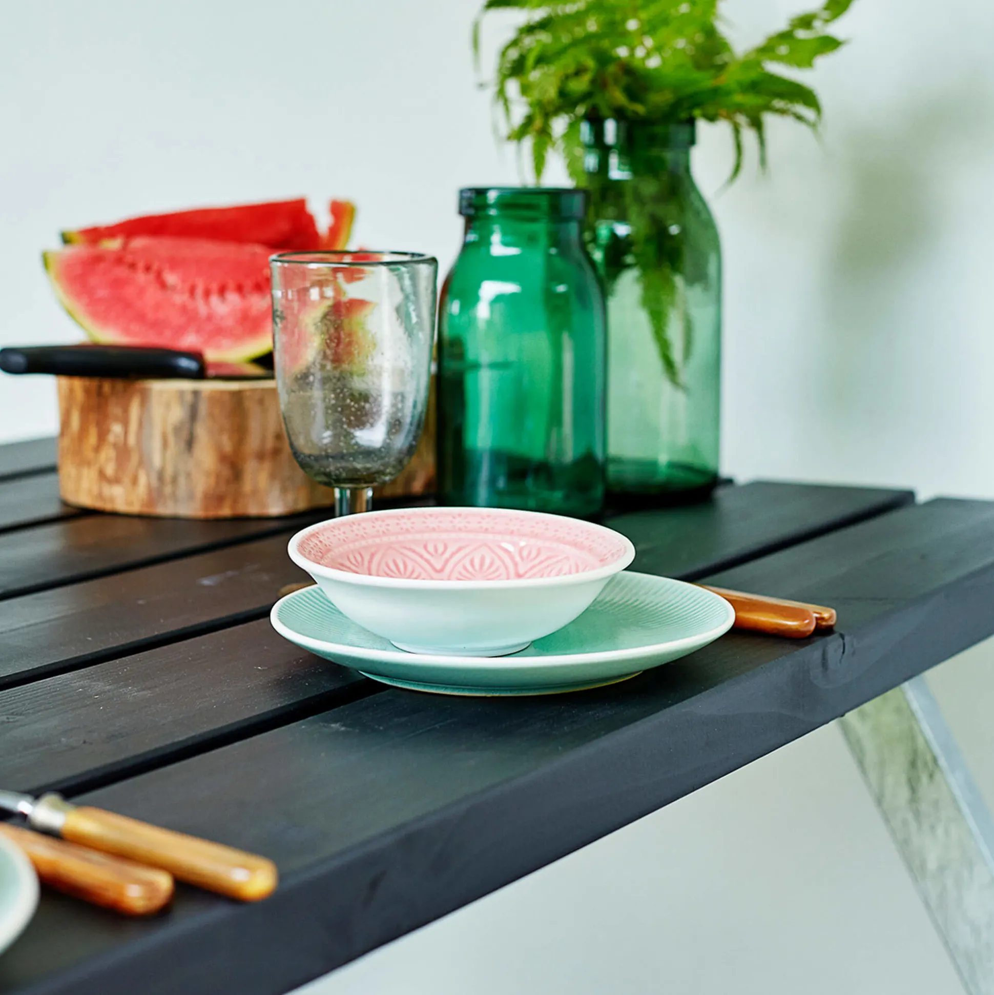 Bord bænkesæt Alpha 8 Sort m. ryglæn