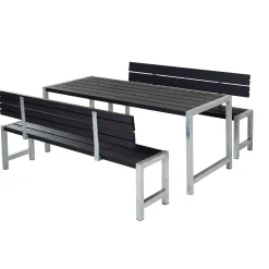 Bord bænkesæt Plan - Sort m. ryglæn