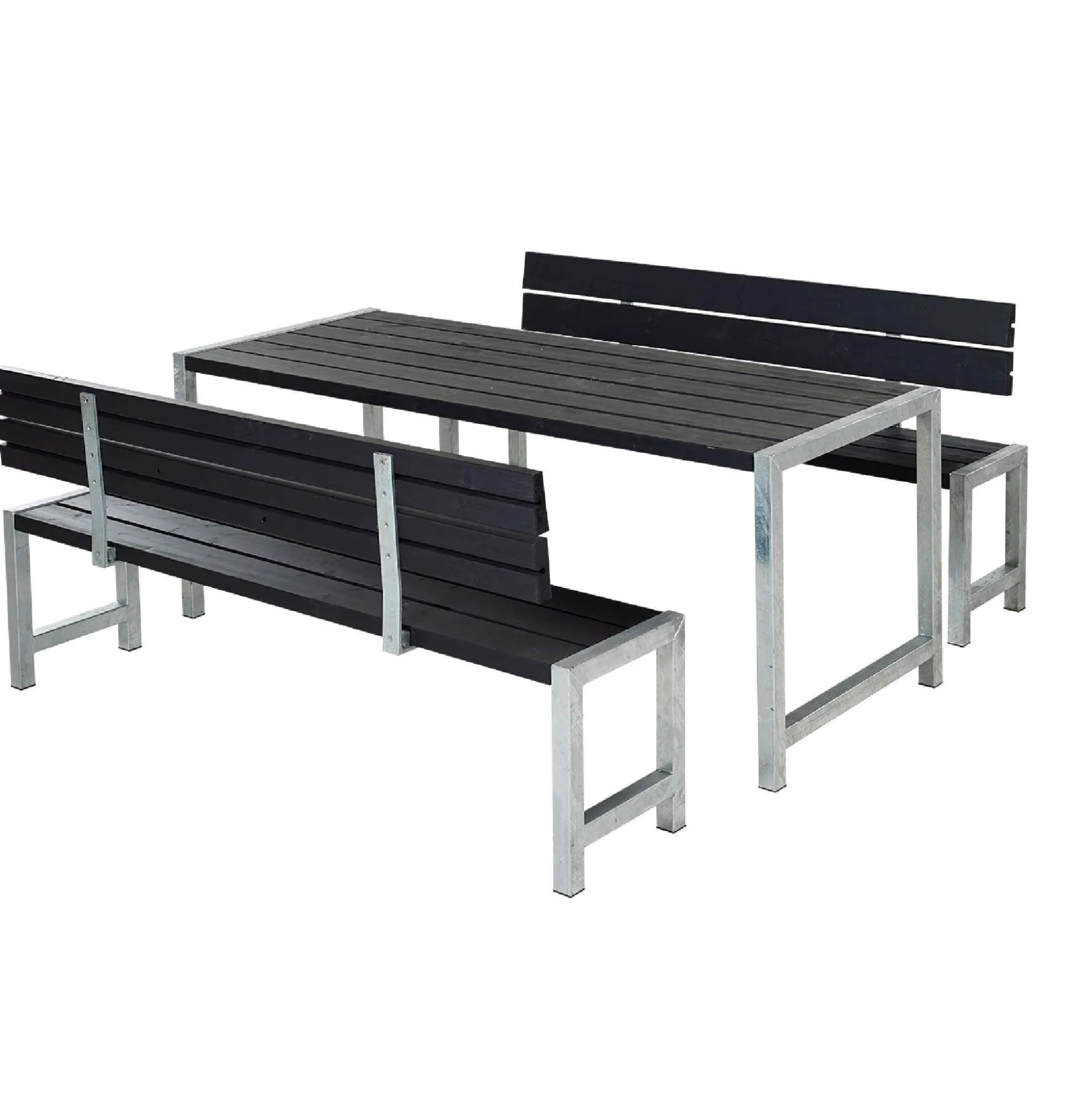 Bord bænkesæt Plan - Sort m. ryglæn