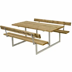 Bord bænkesæt Rustik m. ryglæn trykimprægneret