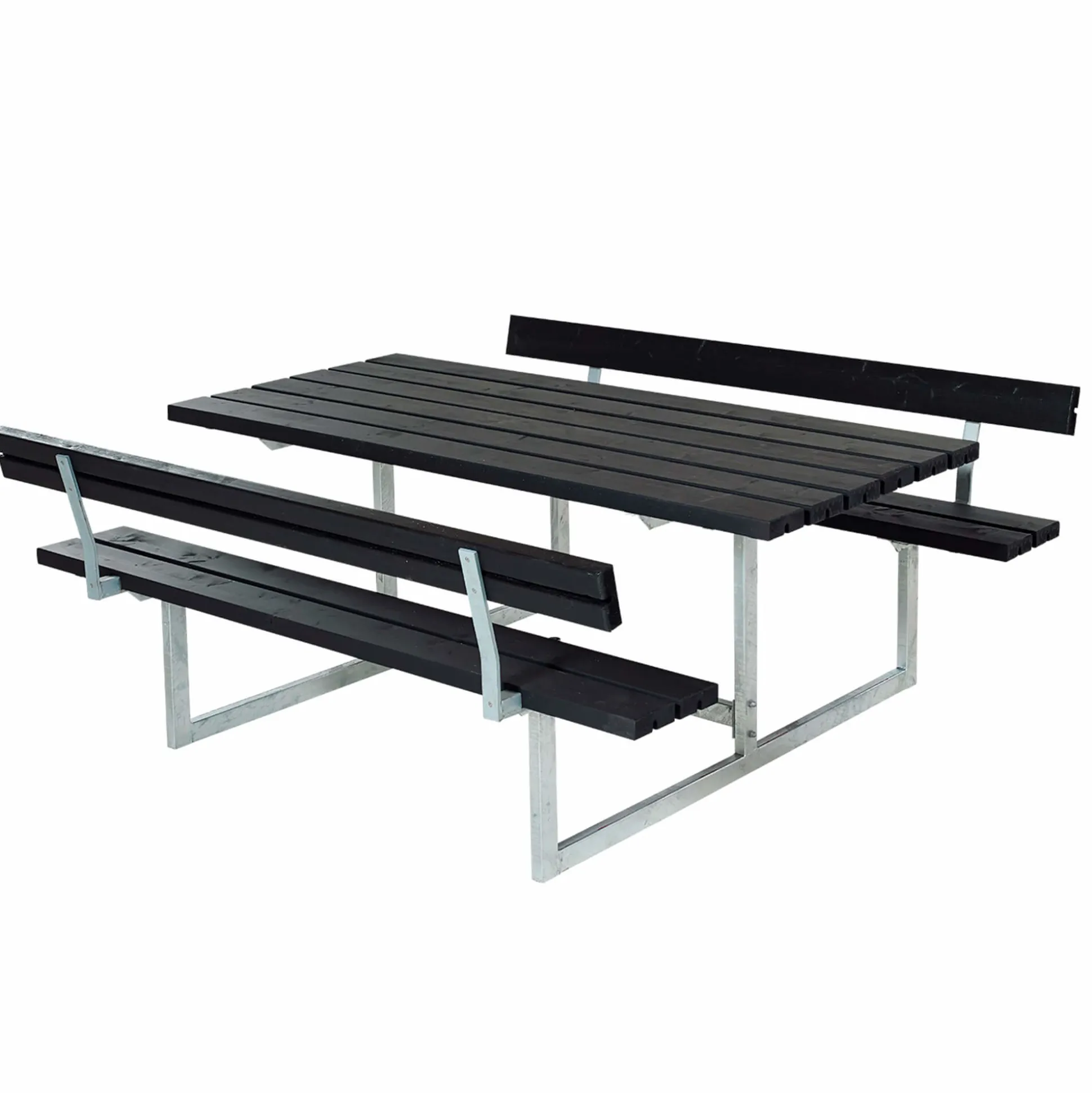 Bord bænkesæt Rustik Sort m. ryglæn