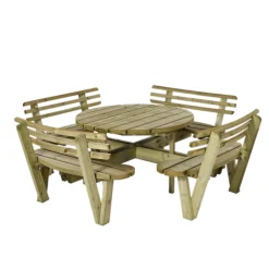 Bord bænksæt Rundt trykimprægneret