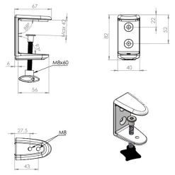 Bordskærm Nordic Light, 160x65h cm.