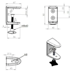 Bordskærm Nordic Light, 160x65h cm.