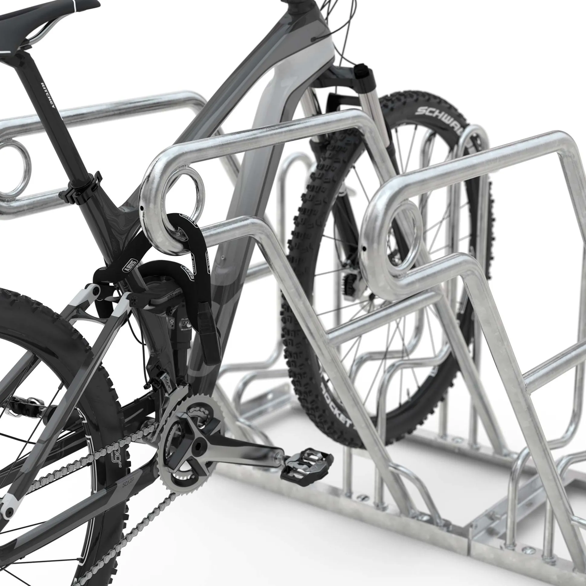 Cykelstativ m. støtte GX 8 bøjler, dob.