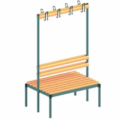 Dobbeltsidet bænk m/knagerække