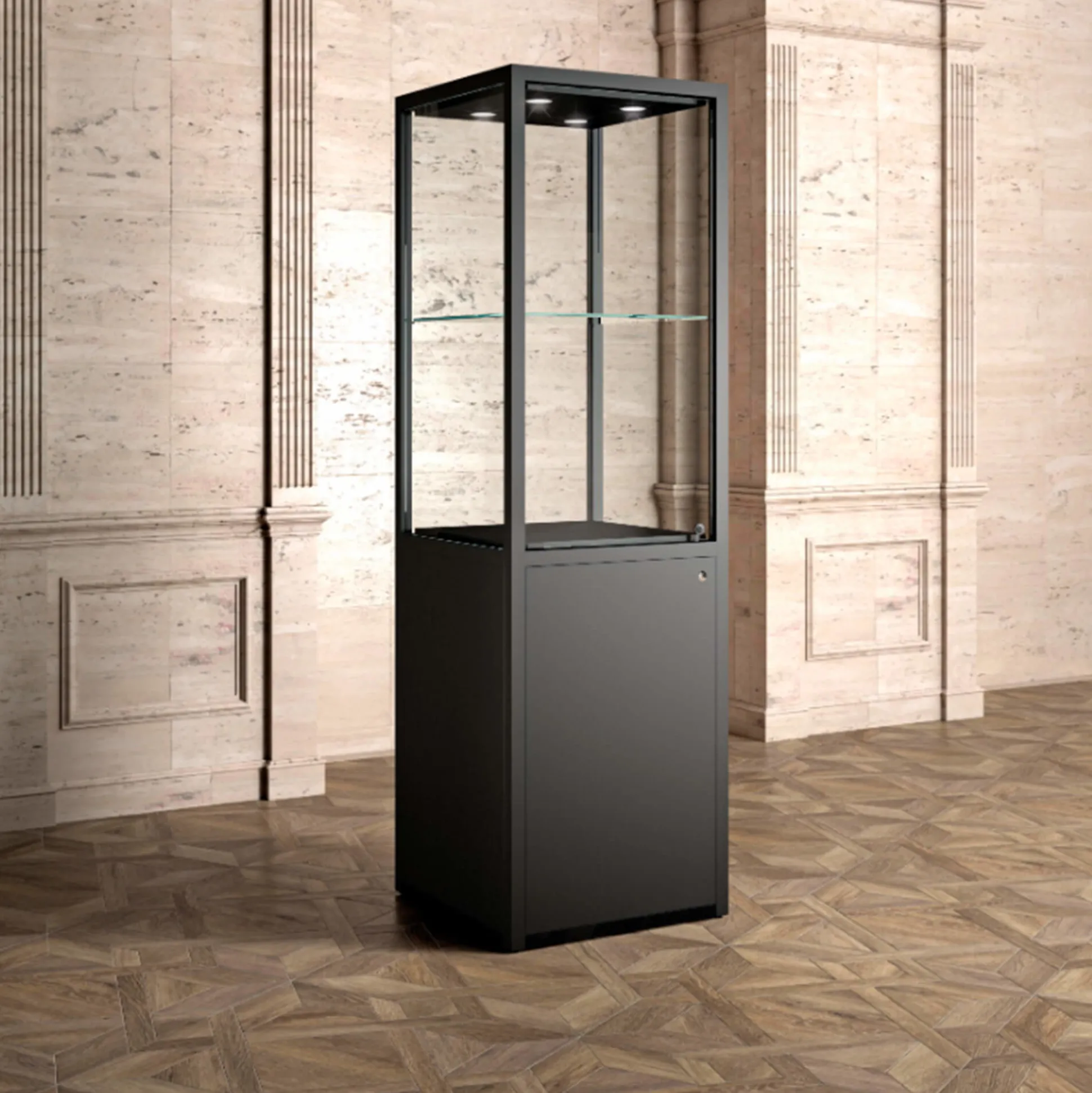 Glasvitrine Arta 60 cm, 1 hylde og skab