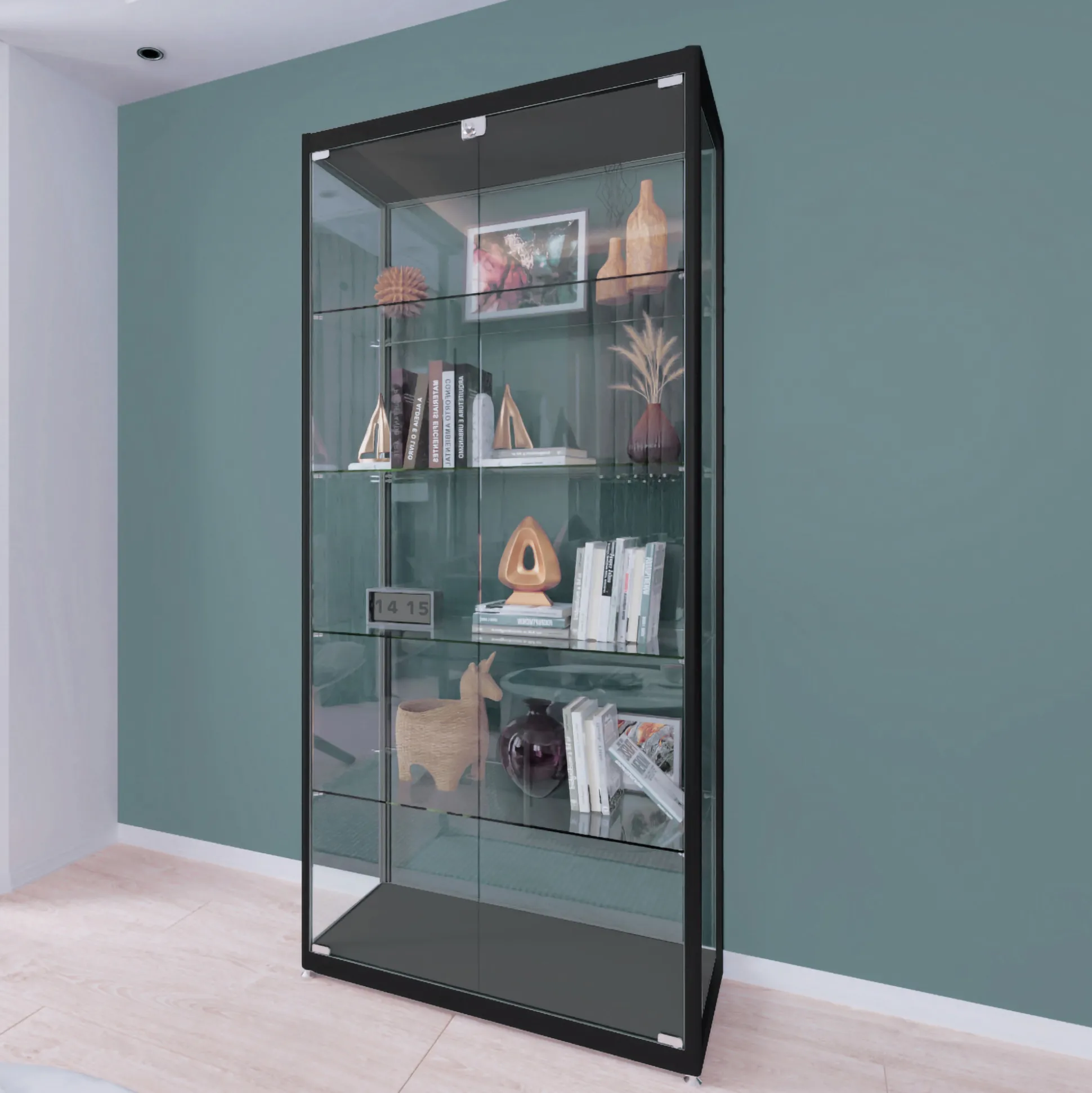 Glasvitrine Diamond 8L m. lys, sort