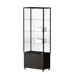 Glasvitrine Lux bred m. 4 hylder og skab