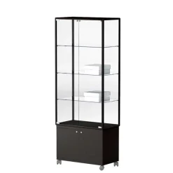 Glasvitrine Lux bred m. 4 hylder og skab