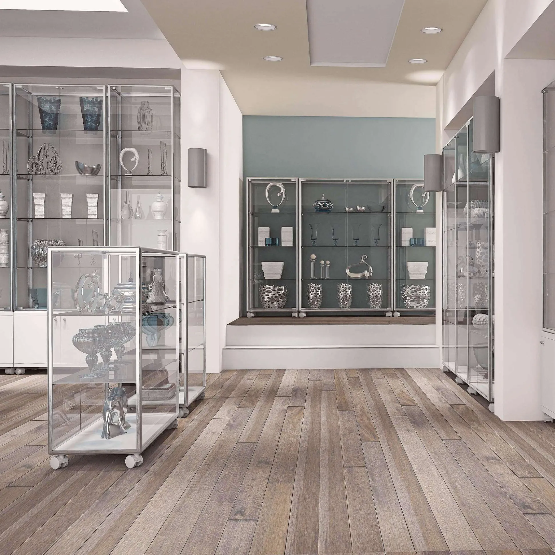 Glasvitrine Lux m. 4 hylder & skab