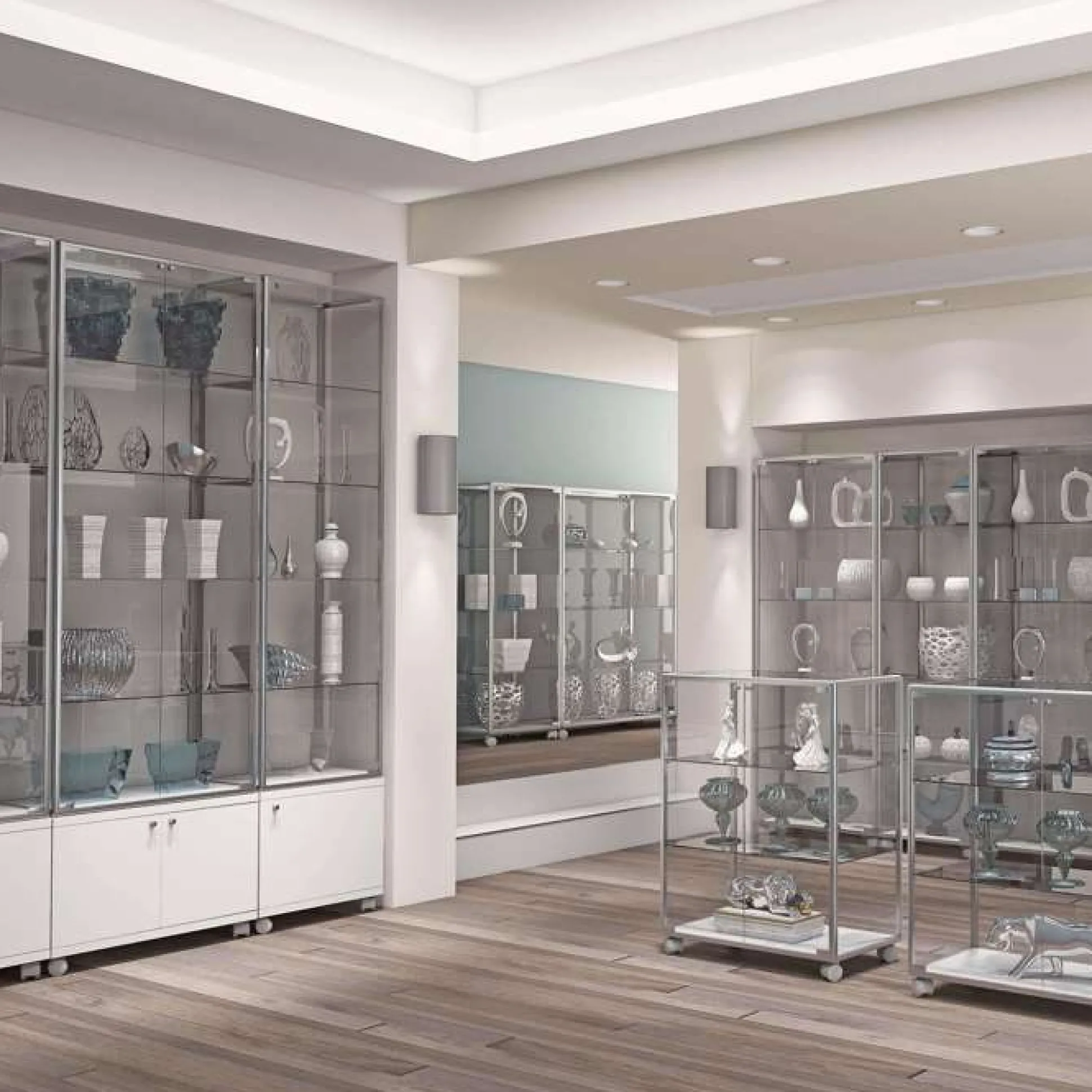 Glasvitrine Lux m. 4 hylder & skab