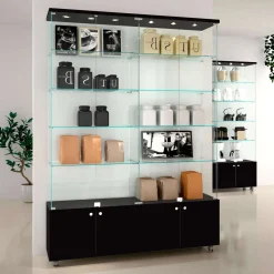 Glasvitrine Trento 157 cm, LED & skab