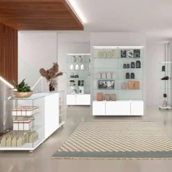 Glasvitrine Trento 157 cm, LED & skab