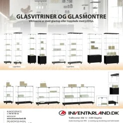 Glasvitrine Trento 3L. m/LED spot & skab