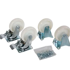 Hjulsæt i nylon, hvid. 4 stk. m. bremse