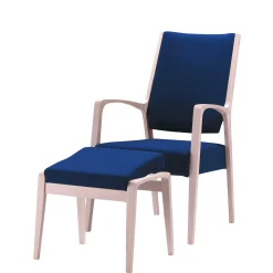 Hvilestol 7030 + skammel 7008, eg/blå