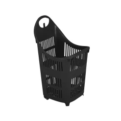 Indkøbskurv træk/skub 91 liter, sort
