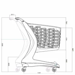 Indkøbsvogn 80 liter i plast, sort