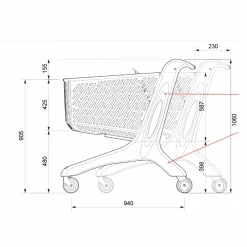 Indkøbsvogn City 160 liter, blå
