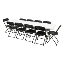 Klapbord med 10 Samson stole