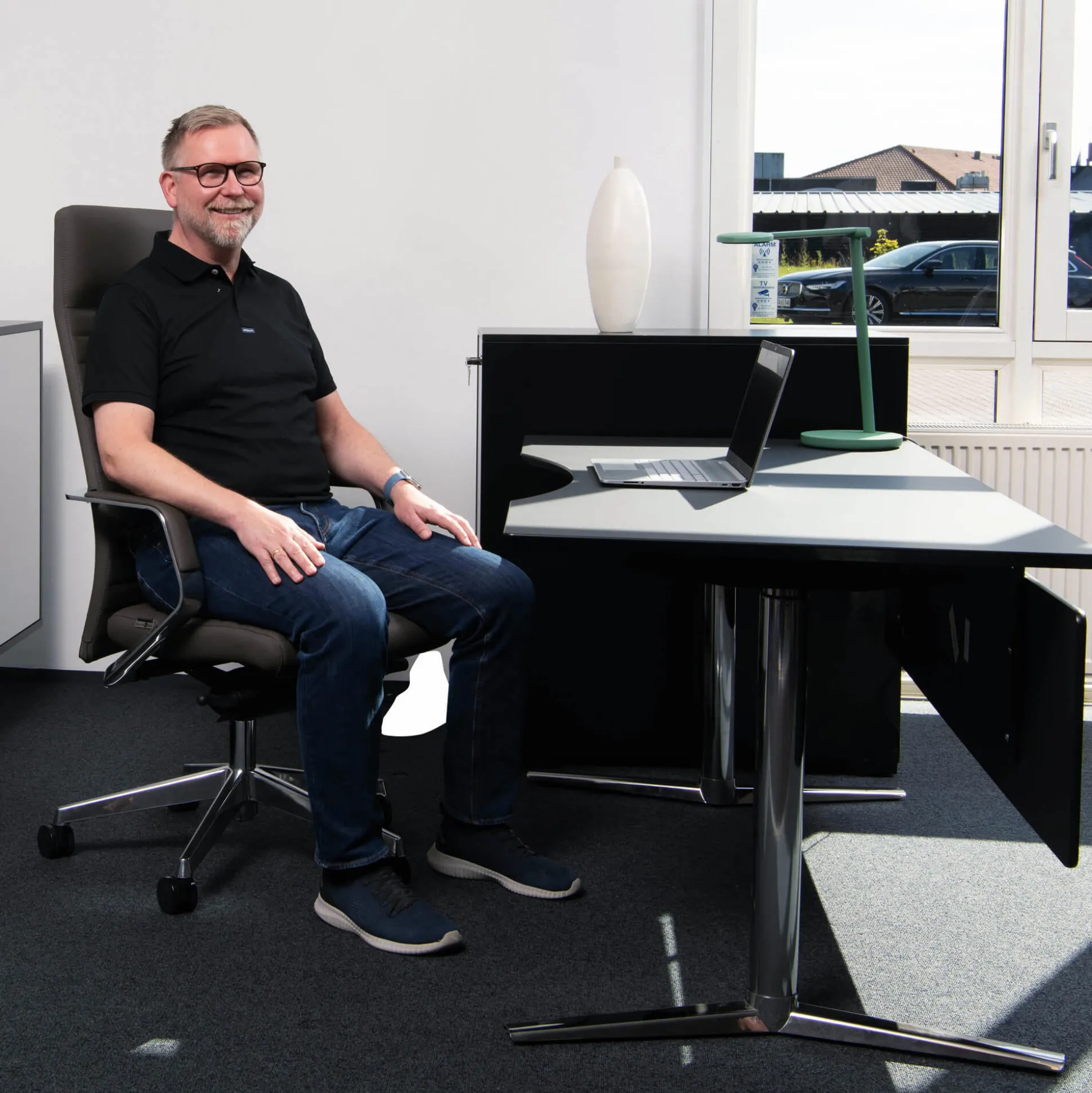 Kontorstol ELC Excellence læder mørkegrå