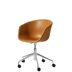 Kontorstol HAY AAC 53, blank/cognac læder