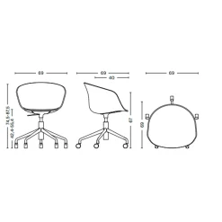 Kontorstol HAY AAC 53, sort/cognac læder