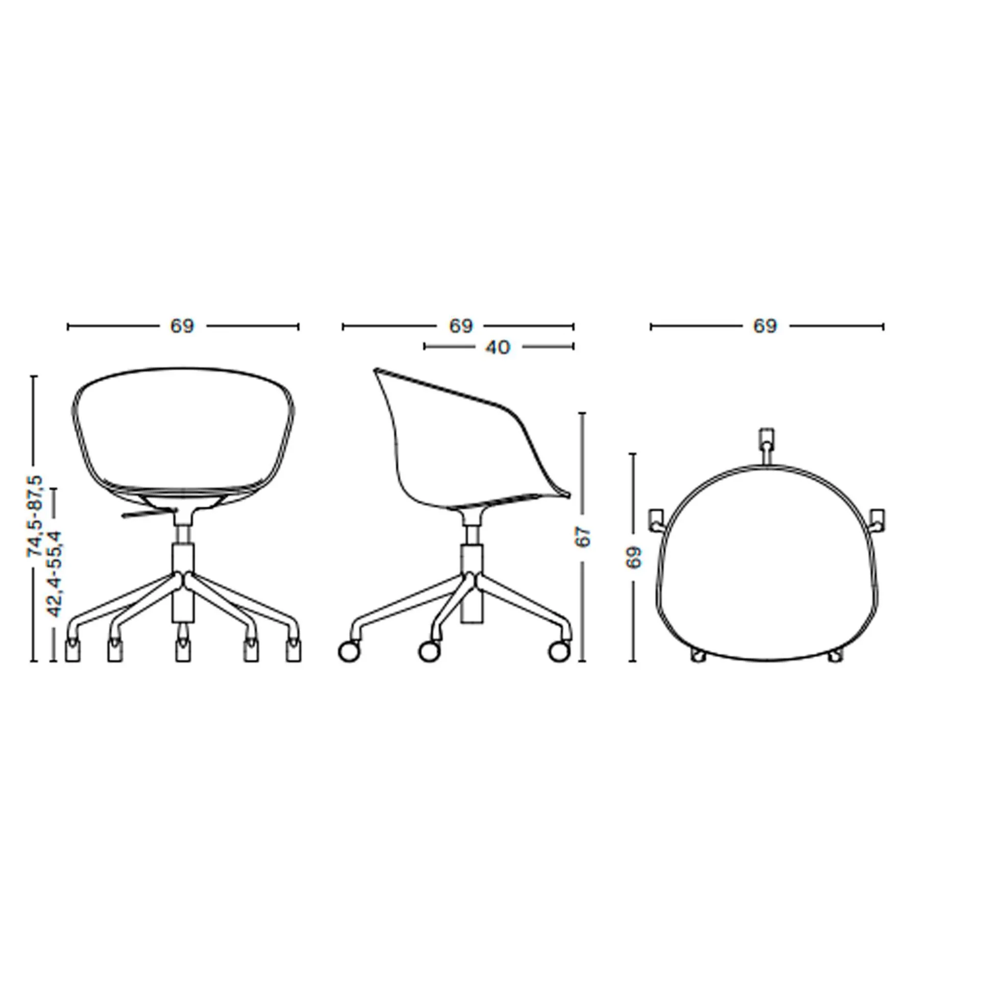 Kontorstol HAY AAC 53, sort/gråt stof