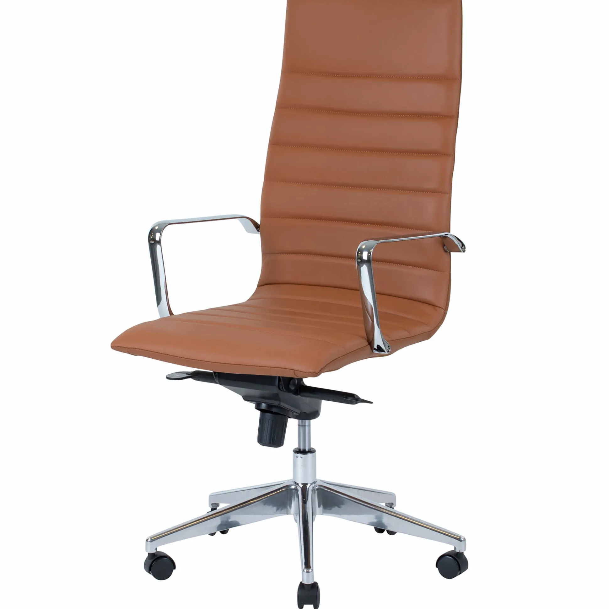 Kontorstol Prestige høj ryg, cognac brun