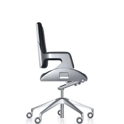 Kontorstol Silver 262s børstet aluminium/sort læder