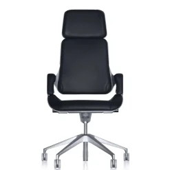 Kontorstol Silver 362s børstet aluminium/sort læder