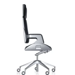 Kontorstol Silver 362s børstet aluminium/sort læder