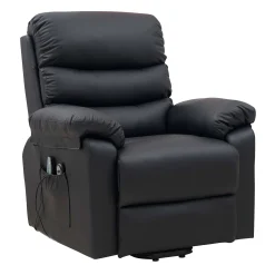 Løftestol m. massage, Visby i sort okselæder