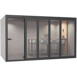 Mødeboks XT-XL antracit, møbleret med højbord og 8 stole