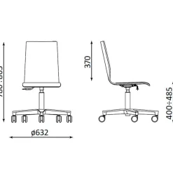 NS skolestol m. sædepolster, birk/grå