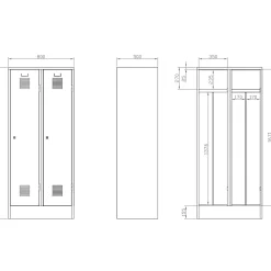 Omklædningsskab 2 rum 50 x 81 x 185h cm.