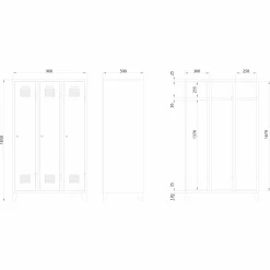 Omklædningsskab UniCabin 3 rum. Lysegrå