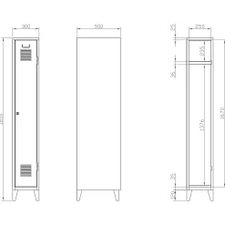 Omklædningsskab UniCabin 1 rum. Mørkegrå