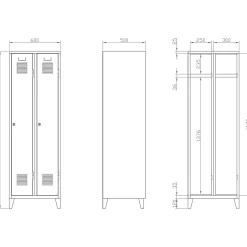 Omklædningsskab UniCabin 2 rum, Blå