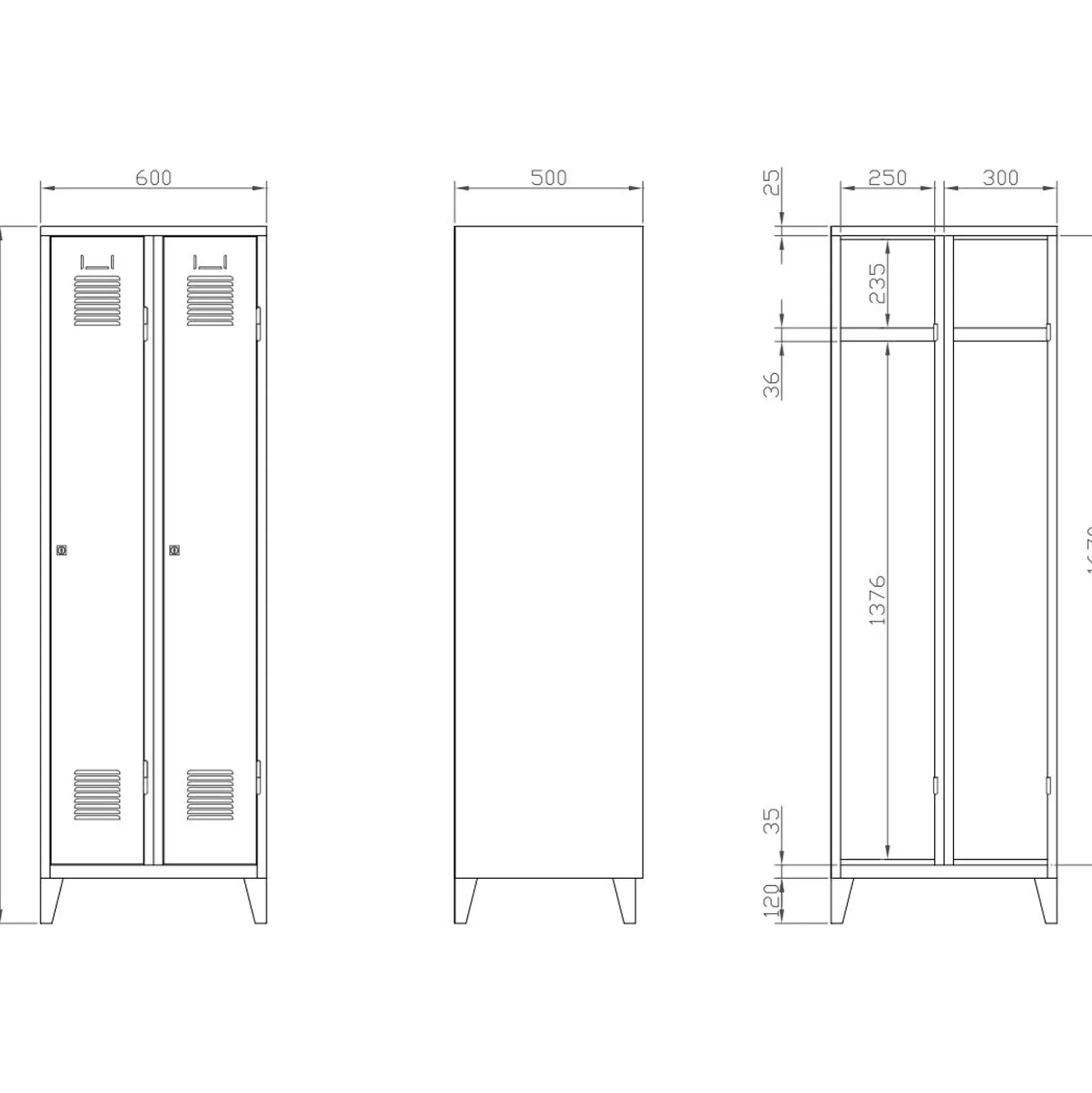Omklædningsskab UniCabin 2 rum, Blå