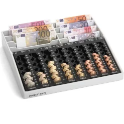 Pengeindsats m. 7 møntrum og 6 seddelrum