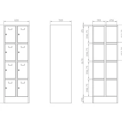 Personaleboks UniBox 2x4 rum. Blå