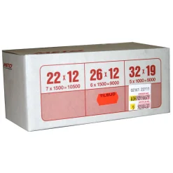 Prisetiket Meto 1932 32x19 mm,tilbud,rød