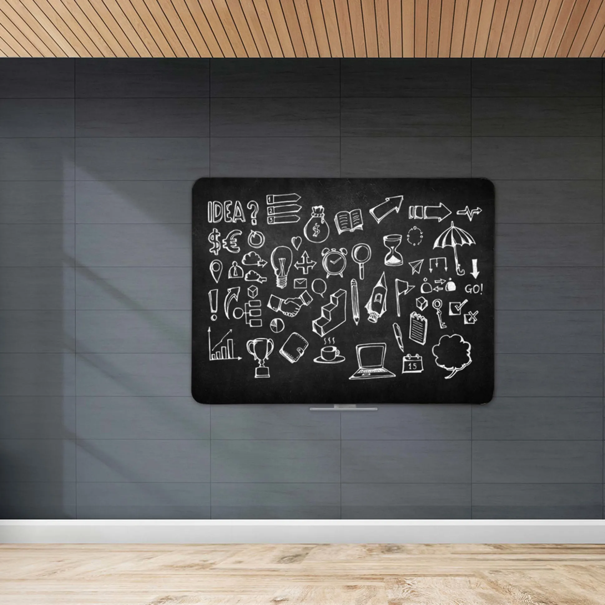 Rammeløs kridttavle 87x117 cm, sort