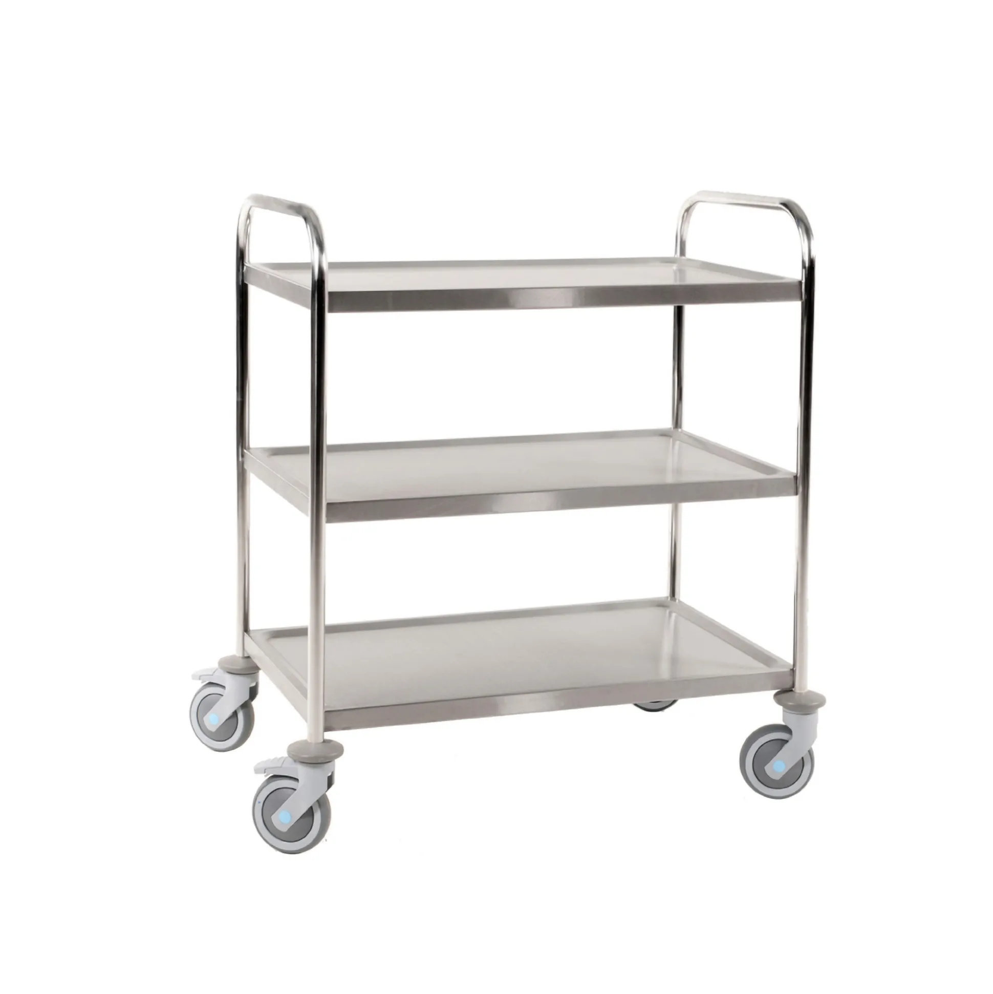 Rullebord m. 3 hylder, alt rustfri