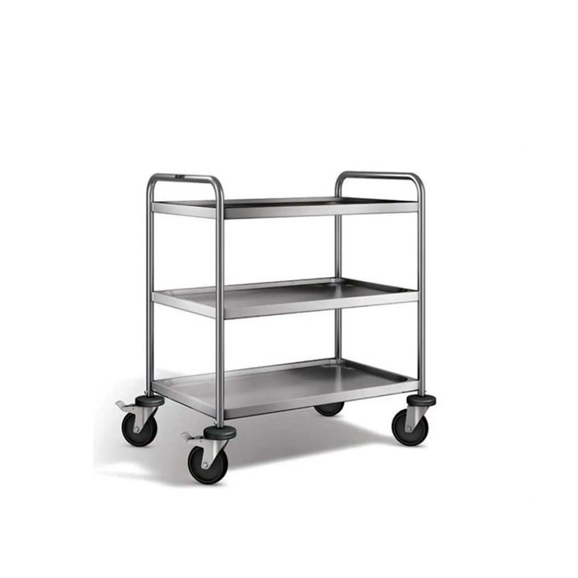 Rullebord m. 3 hylder, rustfri. Blanco.